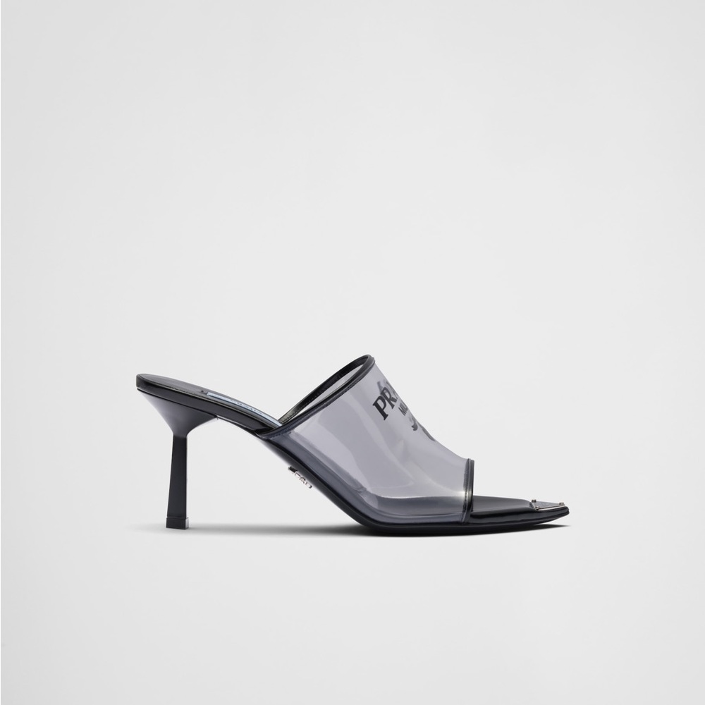 PRADA Logo-print Plexiglas high-heel slides-Prada mules - Picture 3 of 13